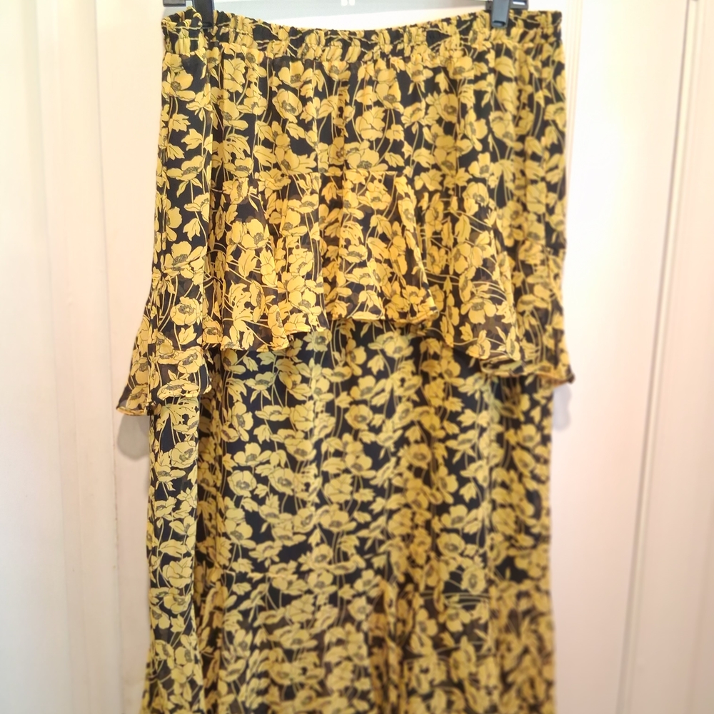 Who What Wear Yellow Floral Maxi Skirt
